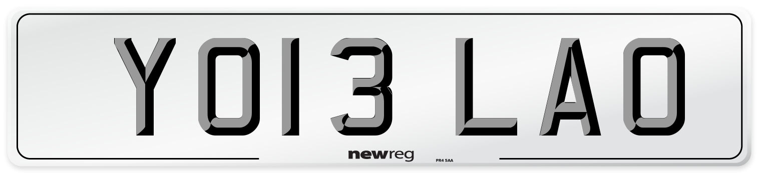 YO13 LAO Number Plate from New Reg